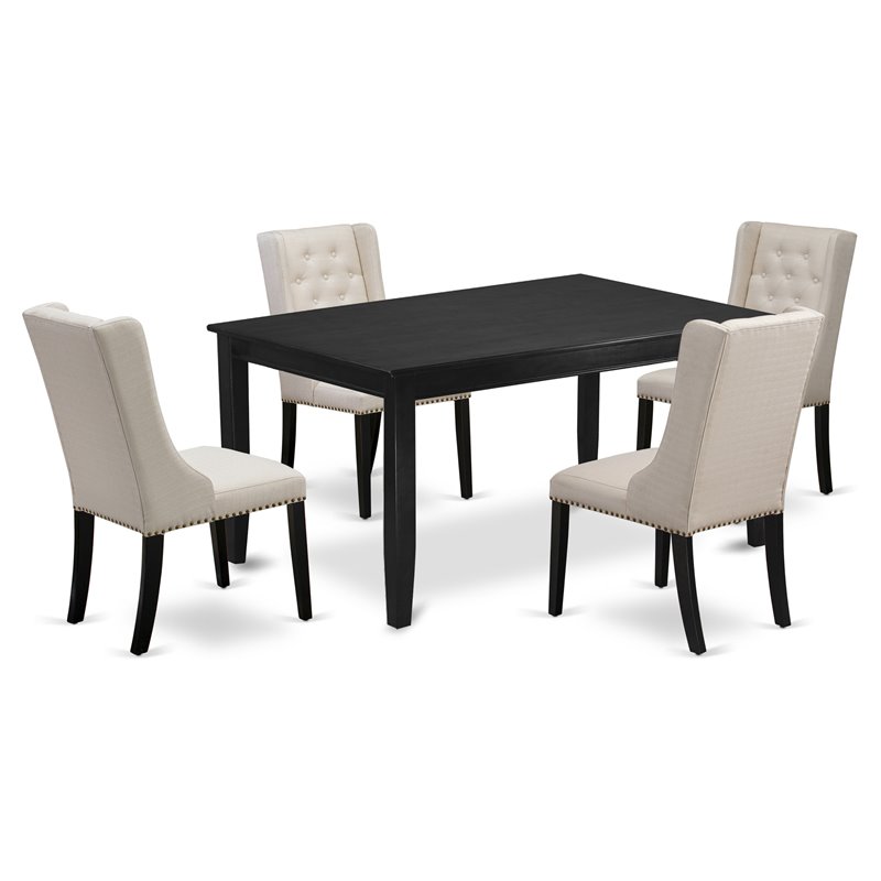 Pemberly Row 5-Piece Rectangular Wood Dining Set in Black/Cream