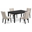 Pemberly Row 5-Piece Rectangular Wood Dining Set in Black/Cream