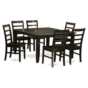 Pemberly Row 7-Piece Square Wood Dining Room Set in Cappuccino