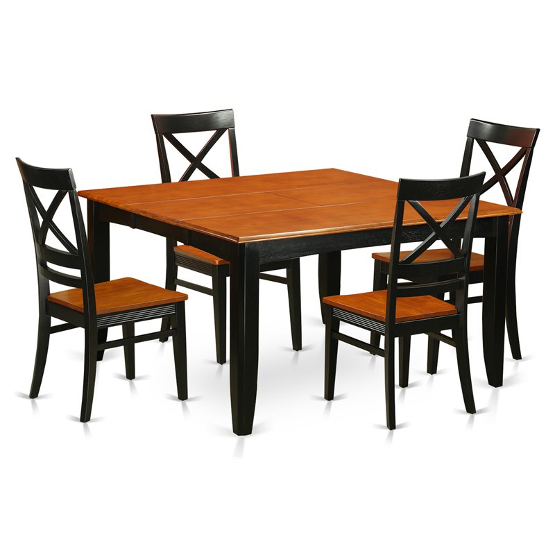 Pemberly Row 5-Piece Rectangular Wood Chair and Dining Table Set in Black