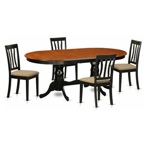 Pemberly Row 5-Piece Oval Wood Dining Table Set in Black/Cherry