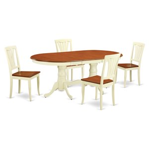 Pemberly Row 5-Piece Oval Wood Dining Set in Buttermilk/Cherry