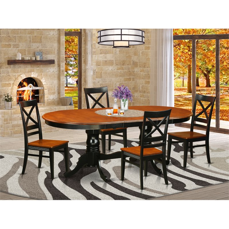 Pemberly Row 5-Piece Oval Wood Dining Table and Chairs in Black