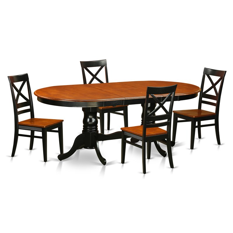 Pemberly Row 5-Piece Oval Wood Dining Table and Chairs in Black