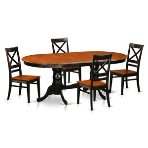 Pemberly Row 5-Piece Oval Wood Dining Table and Chairs in Black