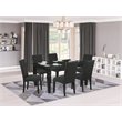 Pemberly Row 7-Piece Traditional Rectangular Wood Dining Set in Black