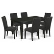 Pemberly Row 7-Piece Traditional Rectangular Wood Dining Set in Black