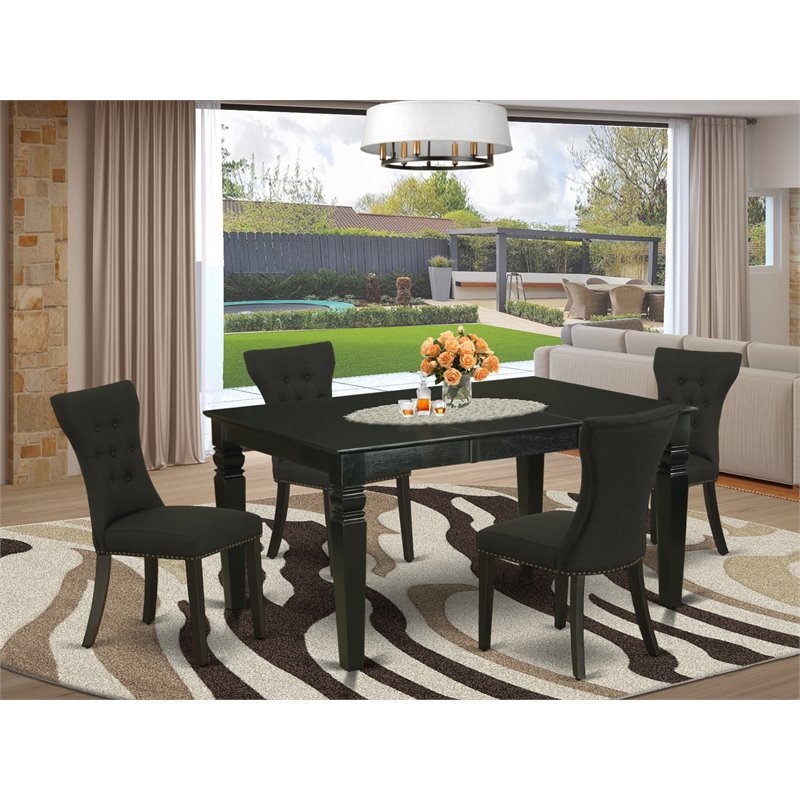 Pemberly Row 5-Piece Rectangular Wood Dining Room Set in Black