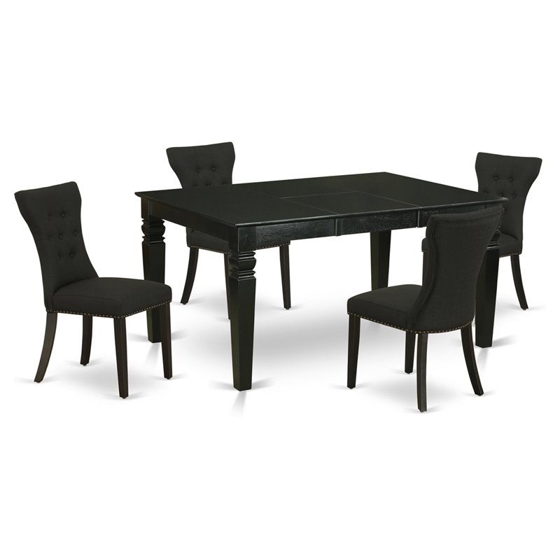 Pemberly Row 5-Piece Rectangular Wood Dining Room Set in Black