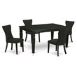Pemberly Row 5-Piece Rectangular Wood Dining Room Set in Black