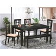 Pemberly Row 6-Piece Wood Dining Table and Chairs with Bench in Black