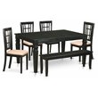 Pemberly Row 6-Piece Wood Dining Table and Chairs with Bench in Black