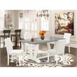 Pemberly Row 5-Piece Rectangular Dining Set with Leather Seat in White