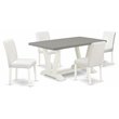 Pemberly Row 5-Piece Rectangular Dining Set with Leather Seat in White