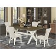 Pemberly Row 5-Piece Rectangular Wood Dining Set in Linen White/Doeskin