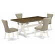 Pemberly Row 5-Piece Rectangular Wood Dining Set in Linen White/Doeskin