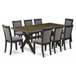 Pemberly Row 9-Piece Wood Dining Set in Black/Jacobean/Dark Gray