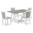 Pemberly Row 5-Piece Mid-Century Wood Dining Set in Blue/Cement/White