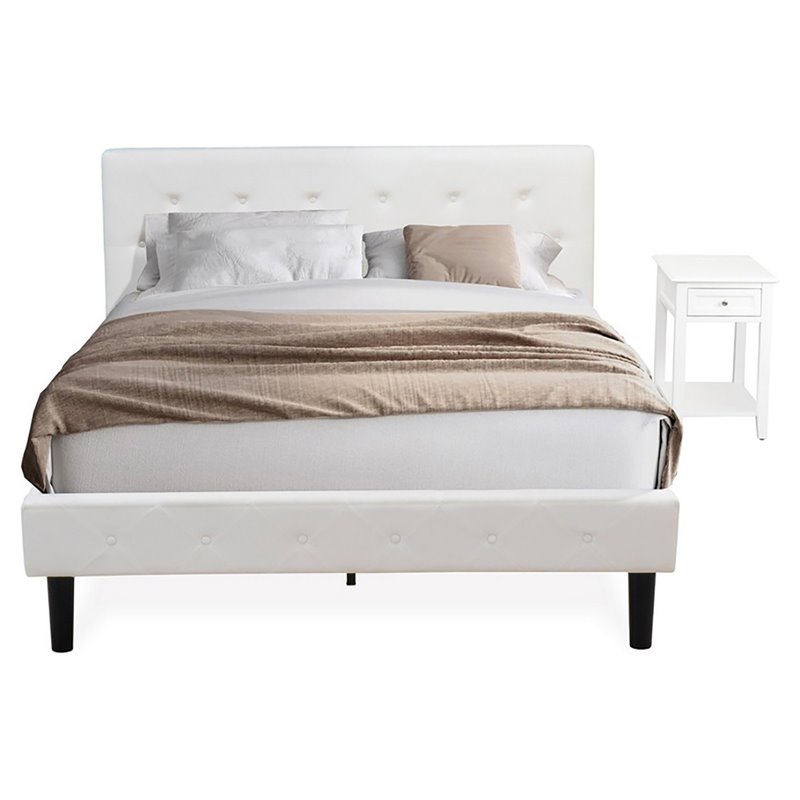 Pemberly Row 2-Piece Wood Queen Bedroom Set with USB Nightstand in White