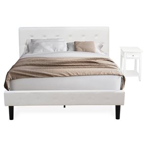 Pemberly Row 2-Piece Wood Queen Bedroom Set with USB Nightstand in White