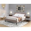 Pemberly Row Button-Tufted Engineered Wood King Bed in Black/Taupe Brown