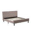 Pemberly Row Button-Tufted Engineered Wood King Bed in Black/Taupe Brown