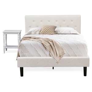 Pemberly Row 2-Piece Wood Full Bedroom Set with Nightstand in White/Gray