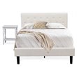 Pemberly Row 2-Piece Wood Full Bedroom Set with Nightstand in White/Gray