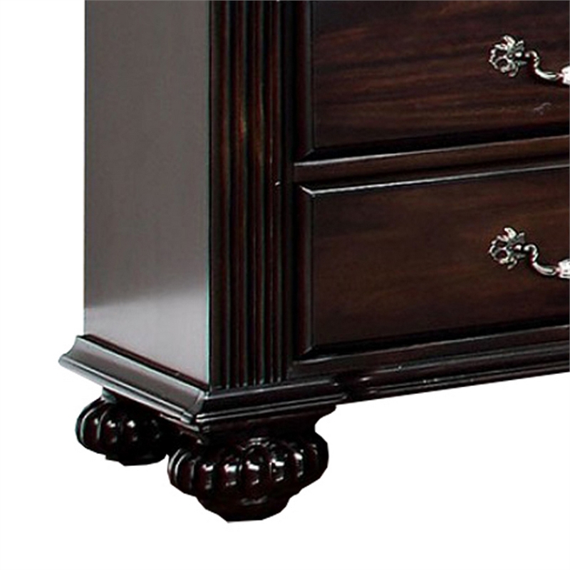 Pemberly Row Nightstand with Brass and Acrylic Accents in Dark Walnut