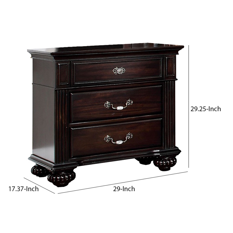 Pemberly Row Nightstand with Brass and Acrylic Accents in Dark Walnut