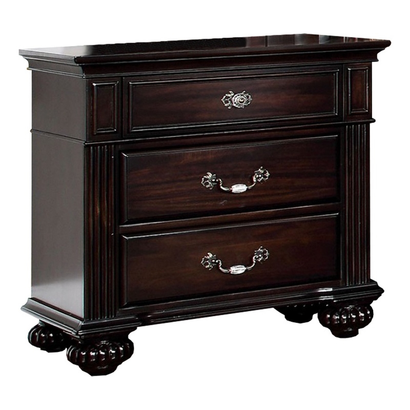 Pemberly Row Nightstand with Brass and Acrylic Accents in Dark Walnut