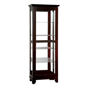 Pemberly Row Curio Cabinet with Sliding Door and 5 Tier Shelf in Cappuccino