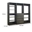 Pemberly Row Modular Walk In Closet 4 Drawer 9 Shelf 2 Rods in Black