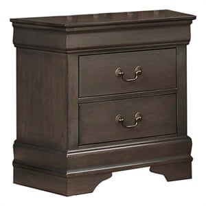Pemberly Row Rustic 2 Drawer Nightstand with Bracket Feet in Stained Gray
