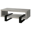 Pemberly Row Modern Driftwood Open Shelf Coffee Table in Gray and Black