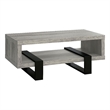 Pemberly Row Modern Driftwood Open Shelf Coffee Table in Gray and Black