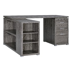 Pemberly Row Office Desk with File Cabinet and Reversible Return in Gray