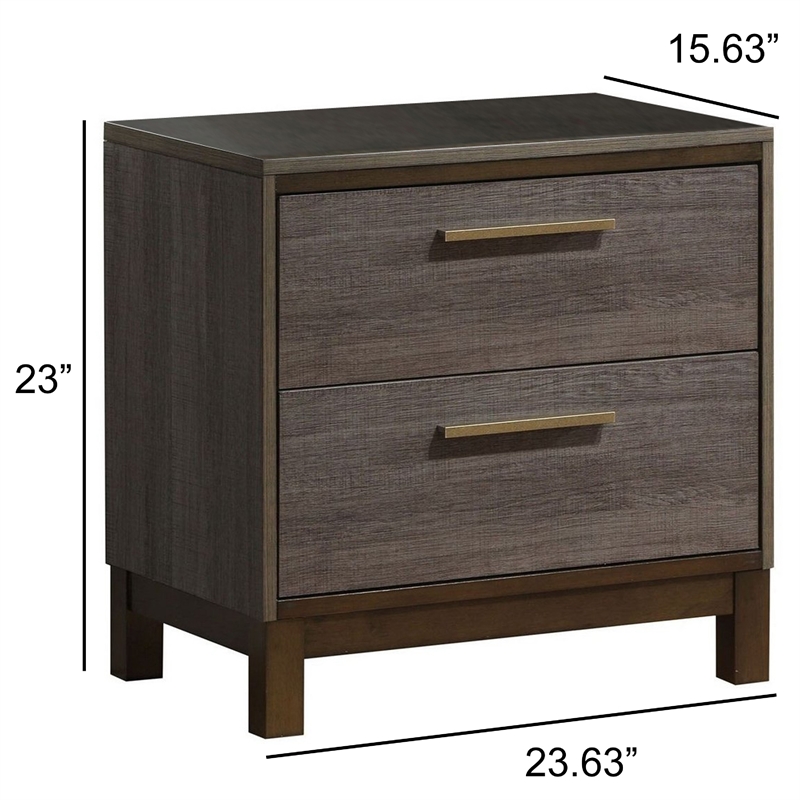 Pemberly Row 2 Drawer Nightstand with Metal Glides in Antique Gray