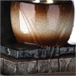 Pemberly Row C Shaped Polyresin 3 Pillar Fountain with LED Lights in Brown