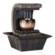 Pemberly Row C Shaped Polyresin 3 Pillar Fountain with LED Lights in Brown
