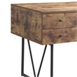 Pemberly Row Antique Nutmeg Desk with 4 Drawers and Metal Base in Brown