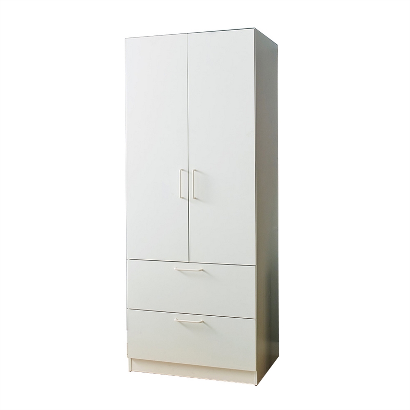 Pemberly Row 2 Door Closet with 2 Drawers and Hanging Bars in White