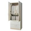 Pemberly Row 2 Door Closet with 2 Drawers and Hanging Bars in White