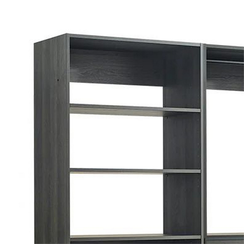 Pemberly Row Modular Closet with 4 Drawers and 5 Shelves in Dark Gray