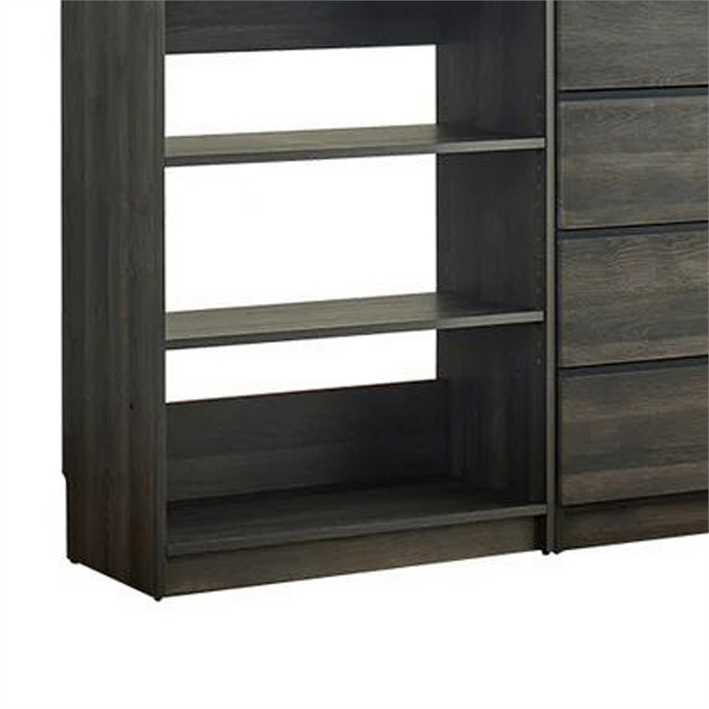 Pemberly Row Modular Closet with 4 Drawers and 5 Shelves in Dark Gray