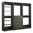 Pemberly Row Modular Closet with 4 Drawers and 5 Shelves in Dark Gray