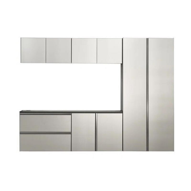 Pemberly Row 6 Piece Wall Mounted Garage Cabinets with Drawers in Gray