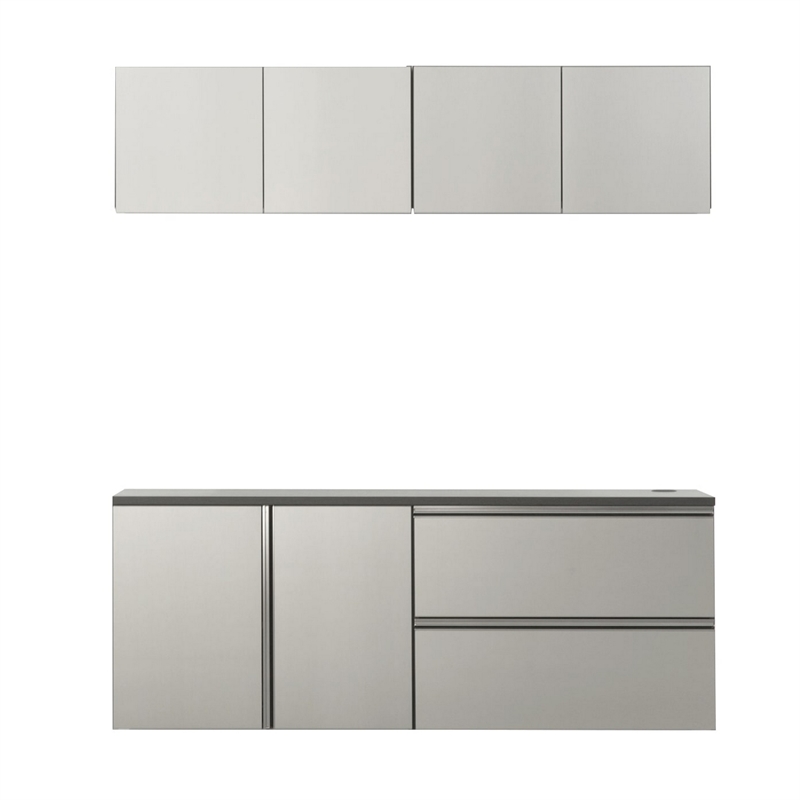 Pemberly Row 6 Piece Wall Mounted Garage Cabinets with Drawers in Gray