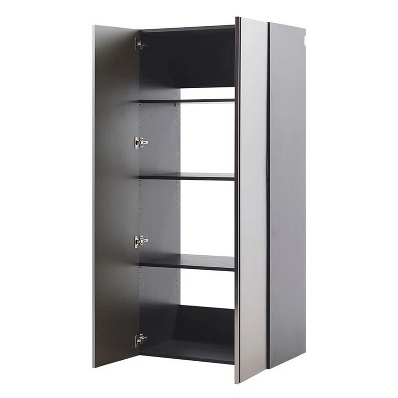 Pemberly Row Wall Mounted Tall Garage Cabinet with 4 Shelves in Gray