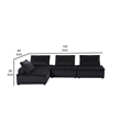 Pemberly Row 4 Piece Sectional Sofa with Tufted Seats in Black Velvet
